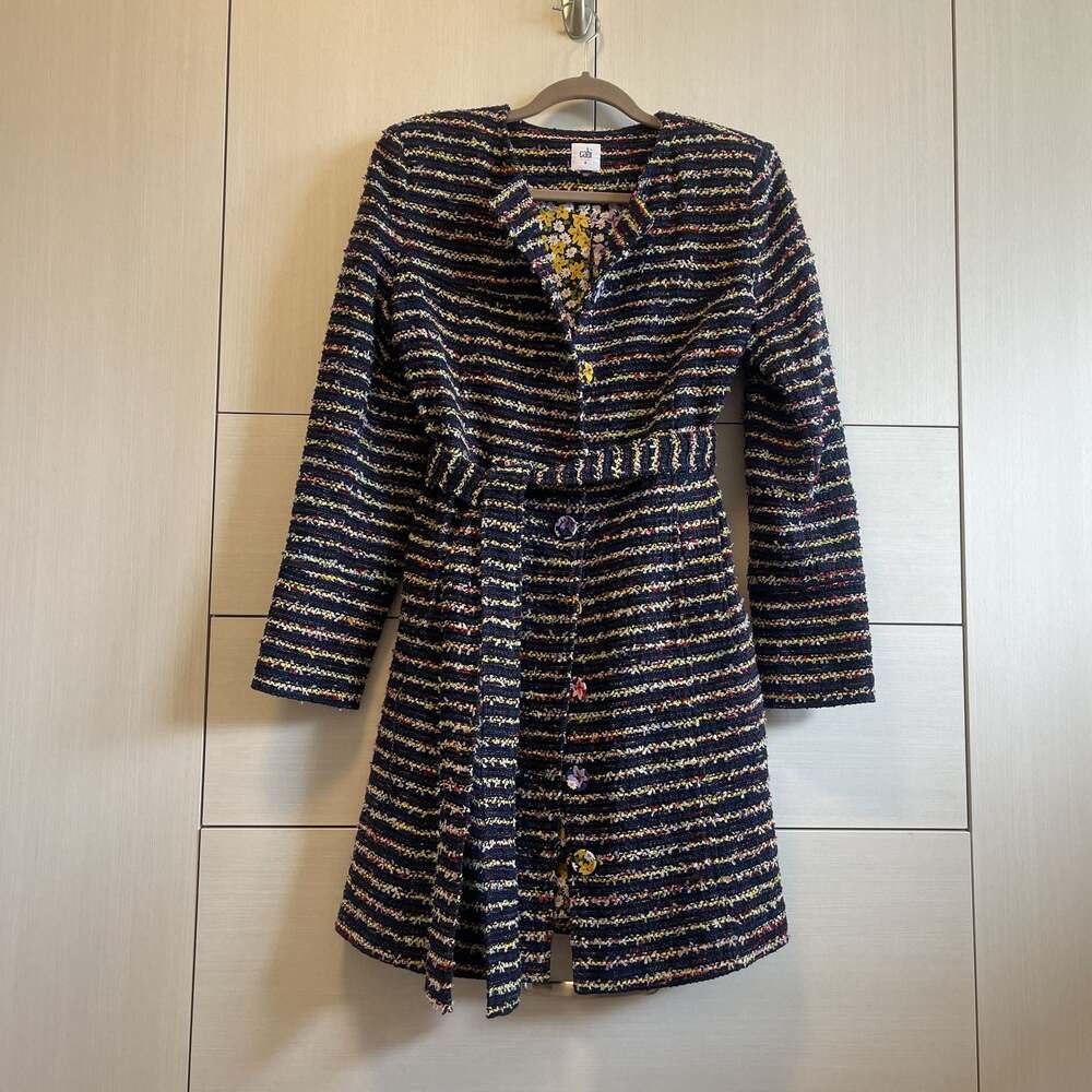 Cabi Multi-Colored Floral Tweed Wm Coat Sz 8/Medium